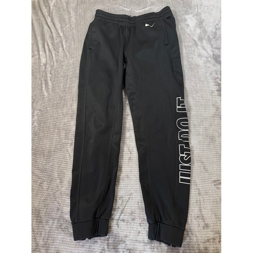 Nike Dri-FIT Joggers Mens S Black Just Do It Graphic Tapered Track Pants 28X27